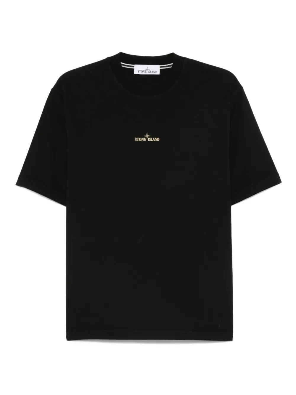 Stone Island logo-embroidered cotton T-shirt | Black | Image 1