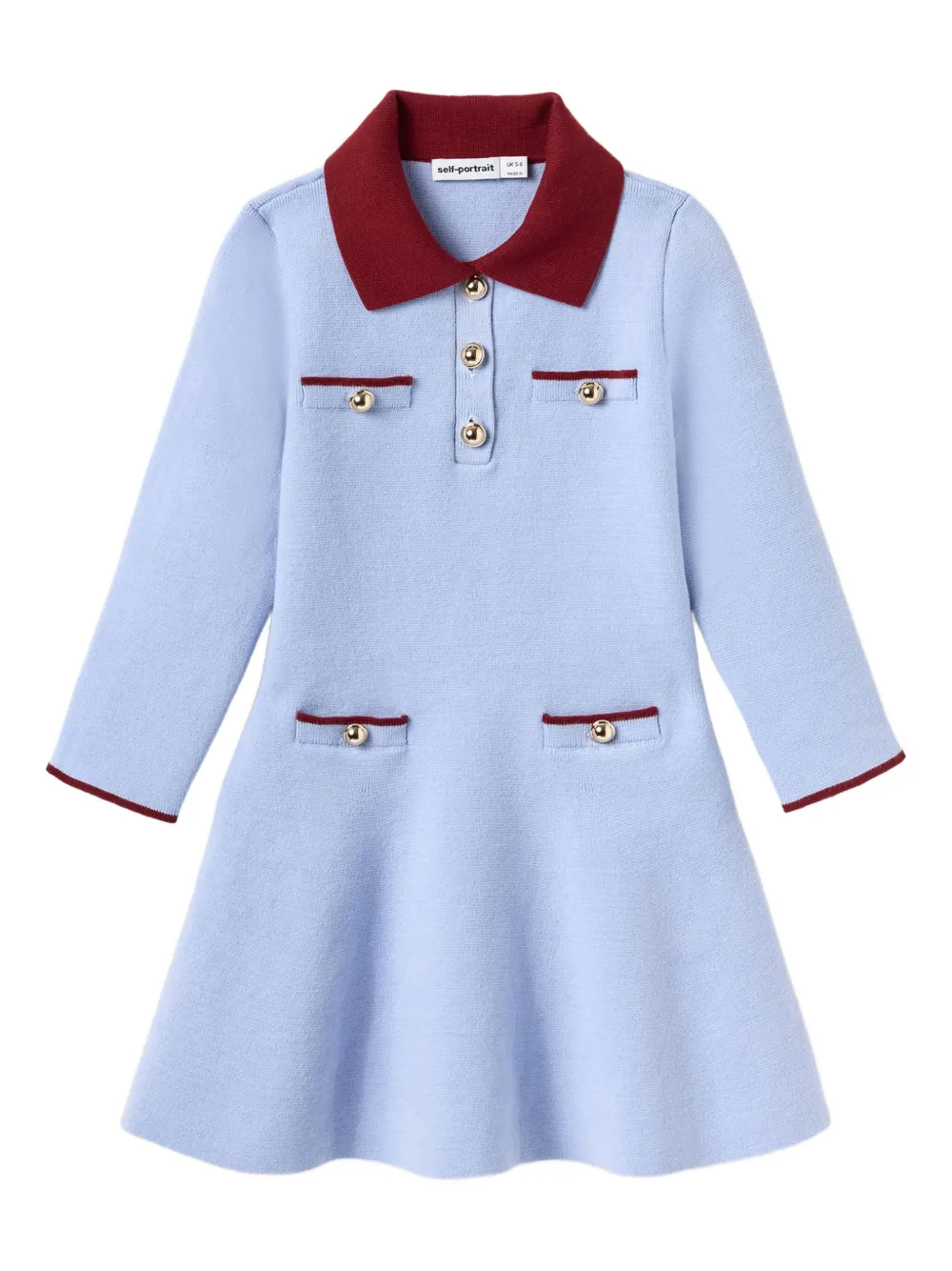 Self-Portrait Kids polo-neck buttoned dress - BLUE Self-Portrait Kids polo-neck buttoned dress - BLUE
