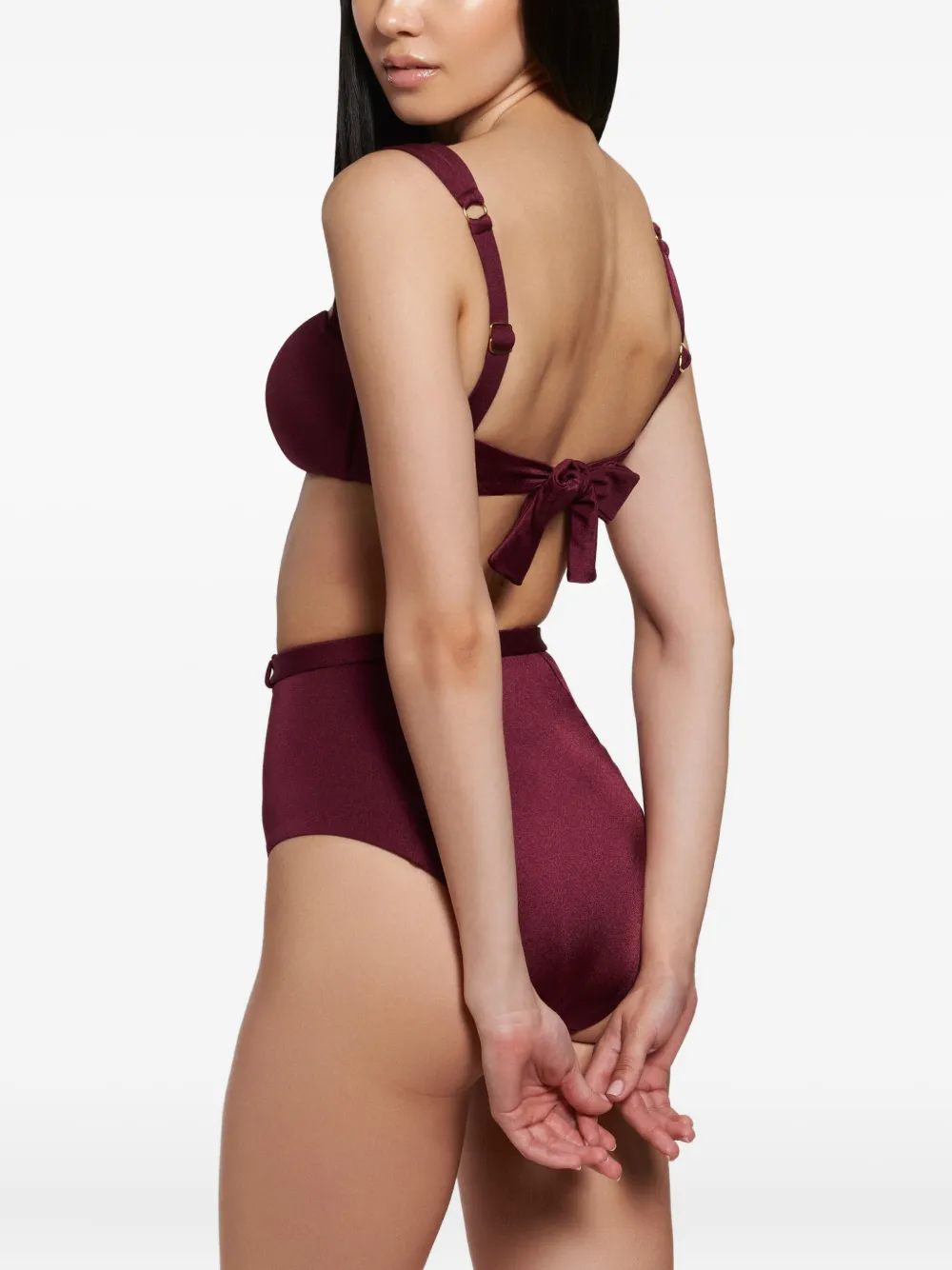 Noire Swimwear High waist badpak met riem Rood
