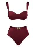 Noire Swimwear belted high-waisted swimsuit - Red