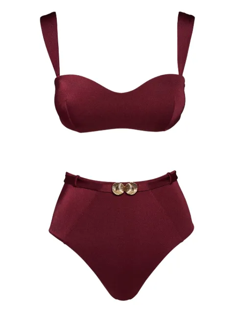 Noire Swimwear belted high-waisted swimsuit