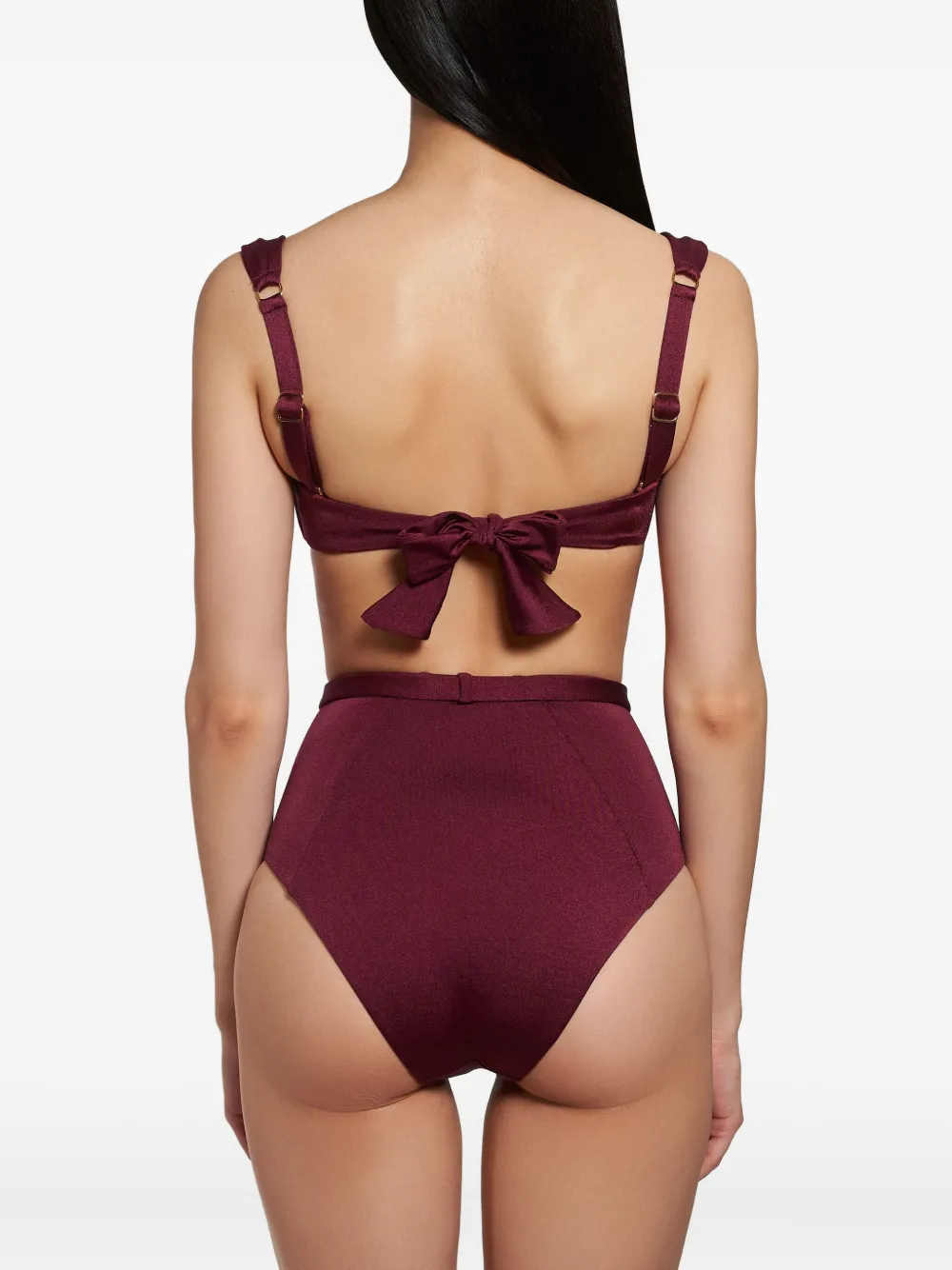 Noire Swimwear High waist badpak met riem Rood