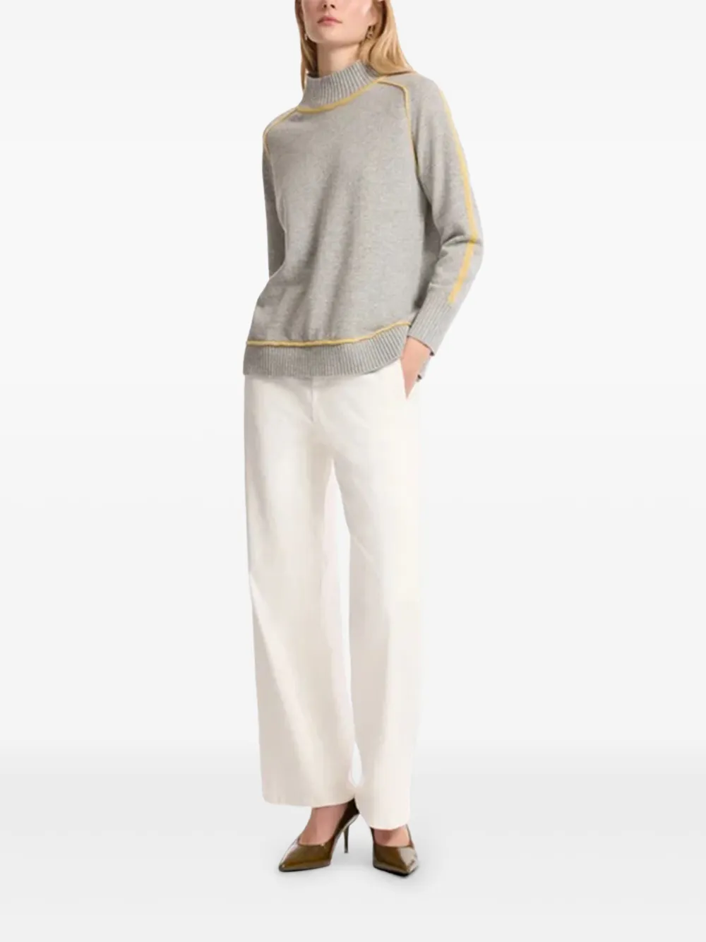 ELENA MIRO` high-neck contrast-detail sweater | Knitted Sweaters | Image 2