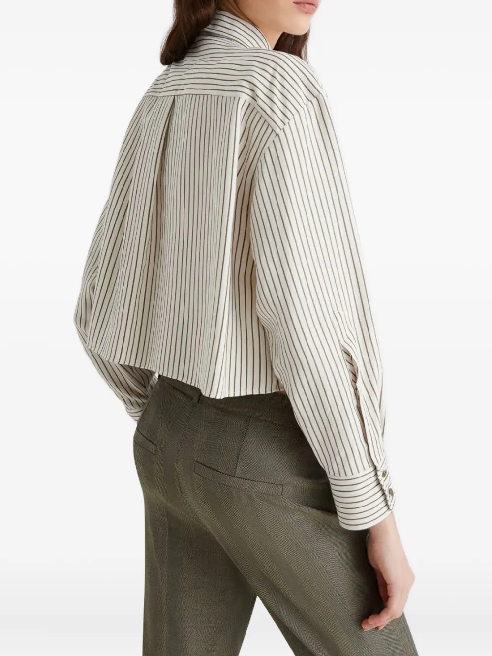 Marella striped cropped shirt - Beige