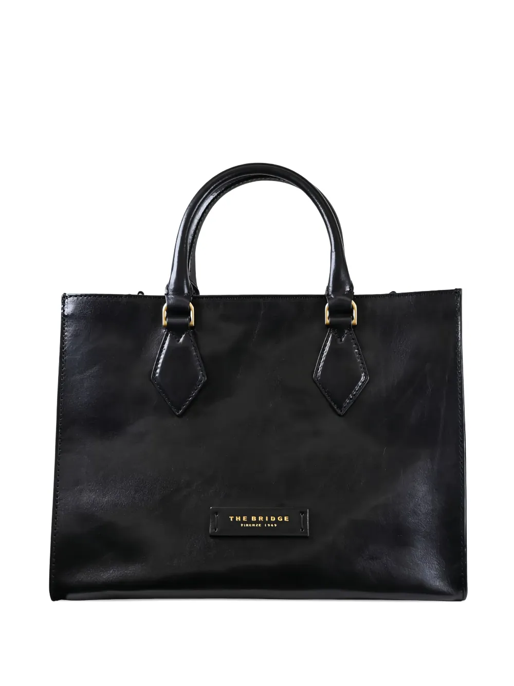 The Bridge Diamond-detail Leather Top-handle Tote Bag In Black