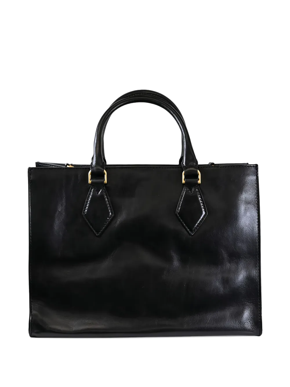 The Bridge Diamond-detail Leather Top-handle Tote Bag In Black