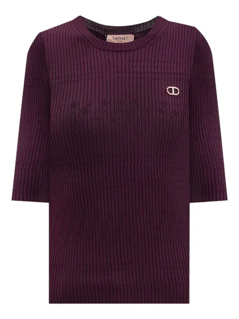 TWINSET ribbed logo-plaque jumper