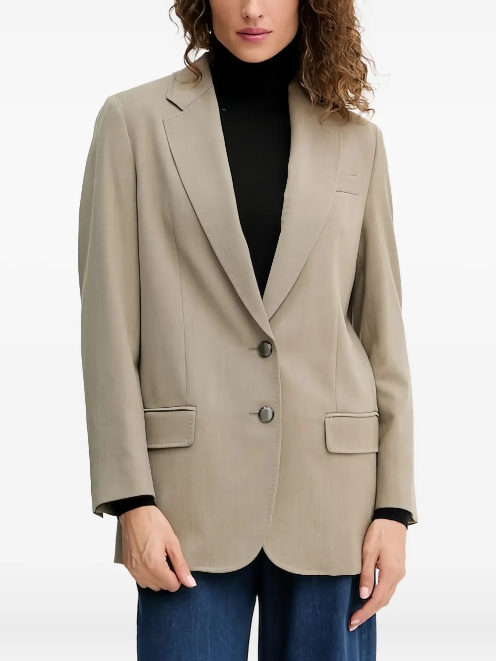 Marella Elegia Two-button Twill Blazer In Gray