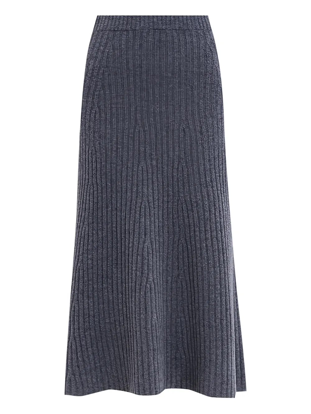 Twinset Ribbed Flared Midi Skirt In Blue