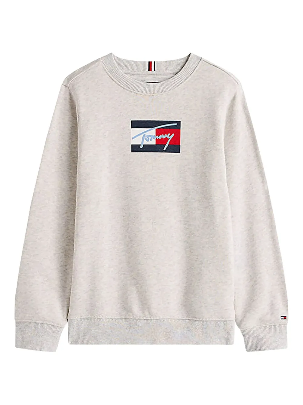 Tommy Hilfiger Junior Logo-print Crew-neck Sweatshirt In Neutral