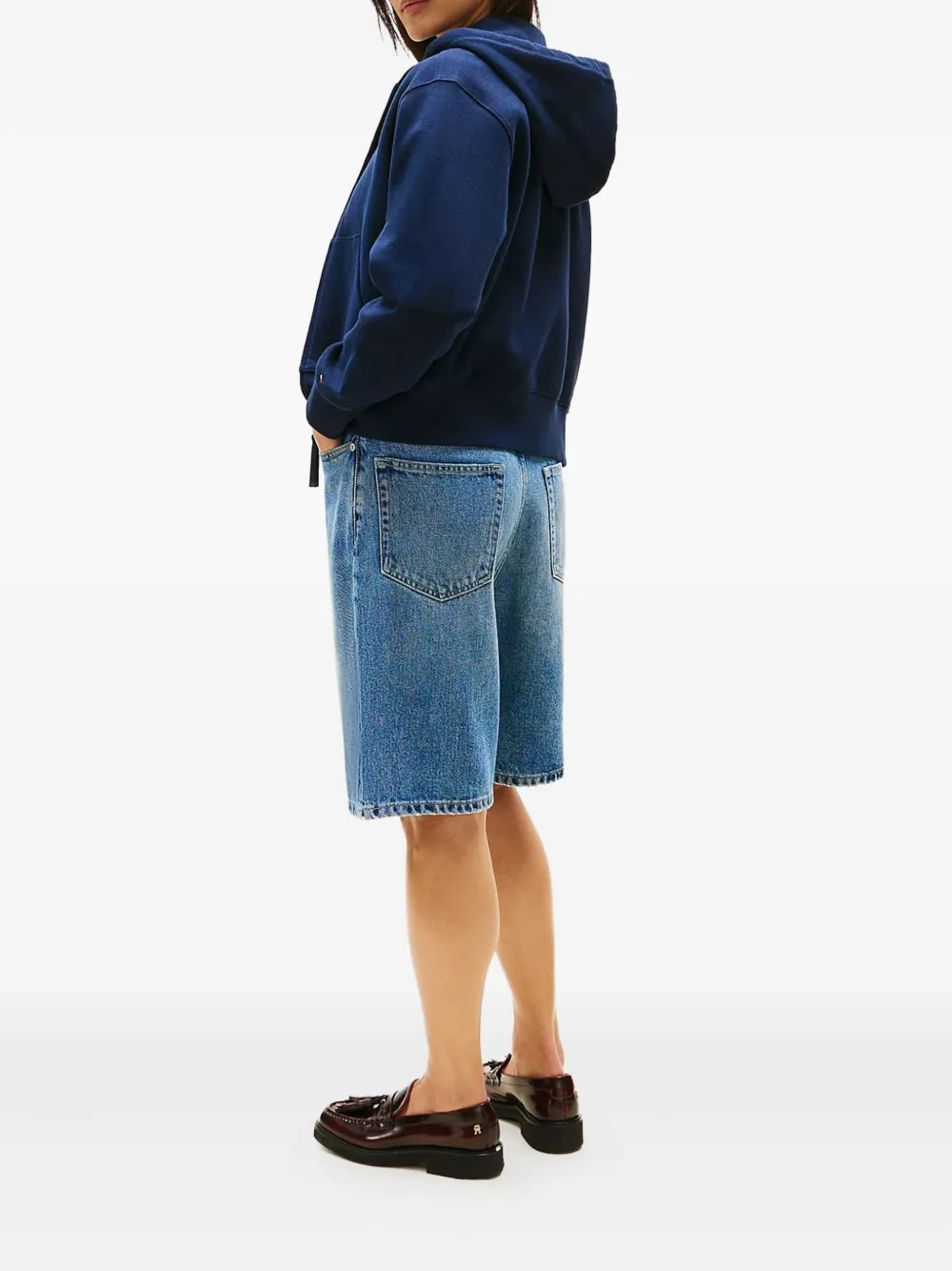 Tommy Hilfiger Logo-embroidered Zip-up Hoodie In Blue