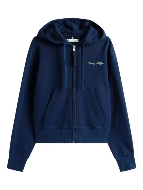 Tommy Hilfiger logo-embroidered zip-up hoodie