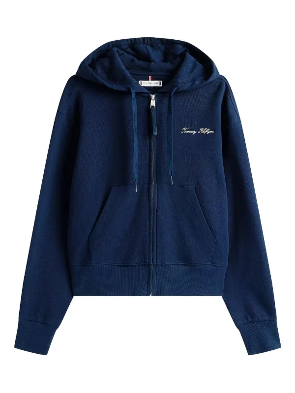 Tommy Hilfiger logo-embroidered zip-up Hoodie Blue FARFETCH PH