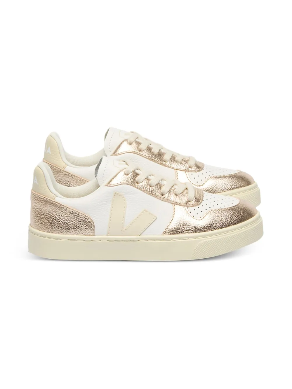 VEJA Kids leather metallic sneakers White