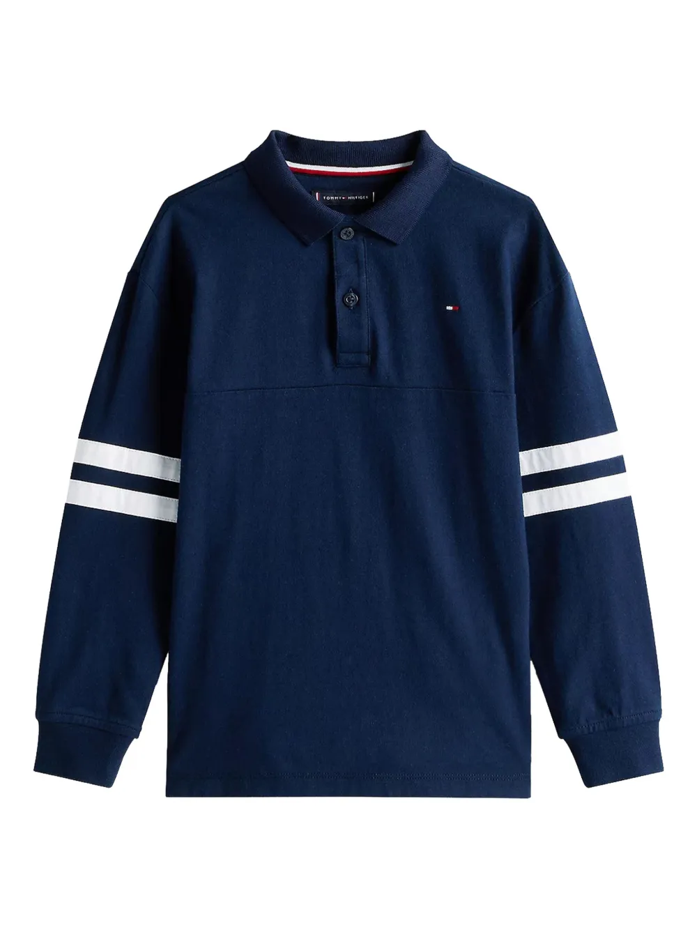 Tommy Hilfiger Junior rugby-stripe long-sleeve polo shirt Blauw