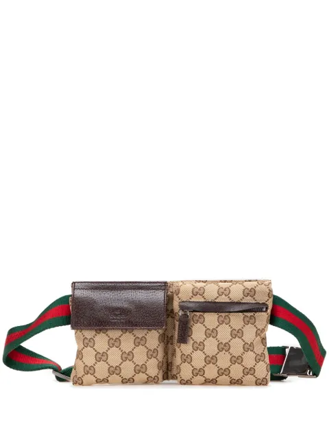 Gucci Pre-Owned 2000-2015 GG Web Double Pocket Gürteltasche aus Canvas
