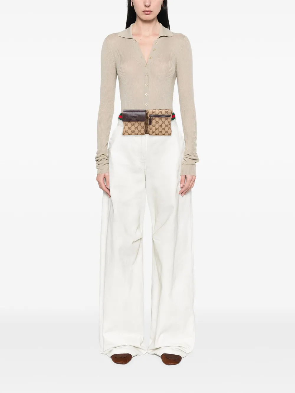 Gucci Pre-Owned 2000-2015 GG Canvas Web Double Pocket belt bag | Pre-Owned | Image 2