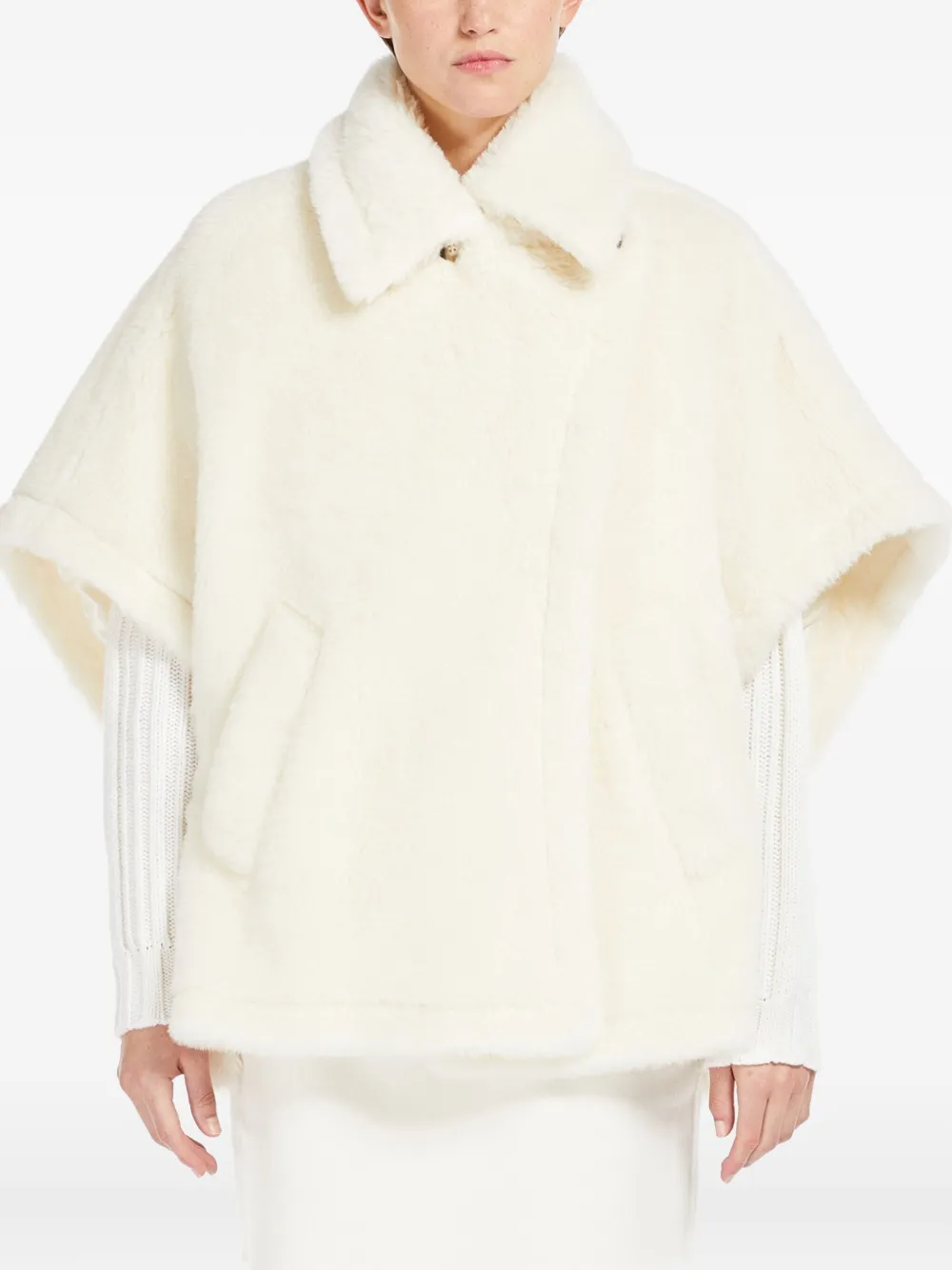 Max Mara short-sleeve collared cape Wit