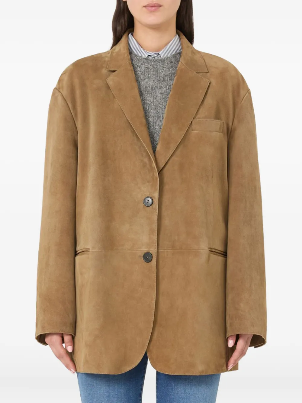 Weekend Max Mara suede single-breasted blazer Bruin