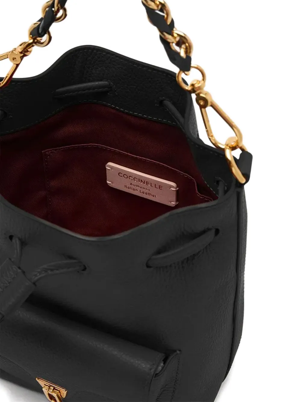 Coccinelle chain-strap bucket bag Zwart
