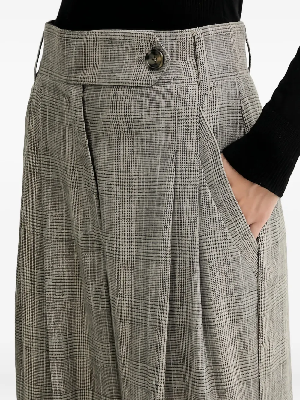 Marella Pleated Check Trousers In Gray