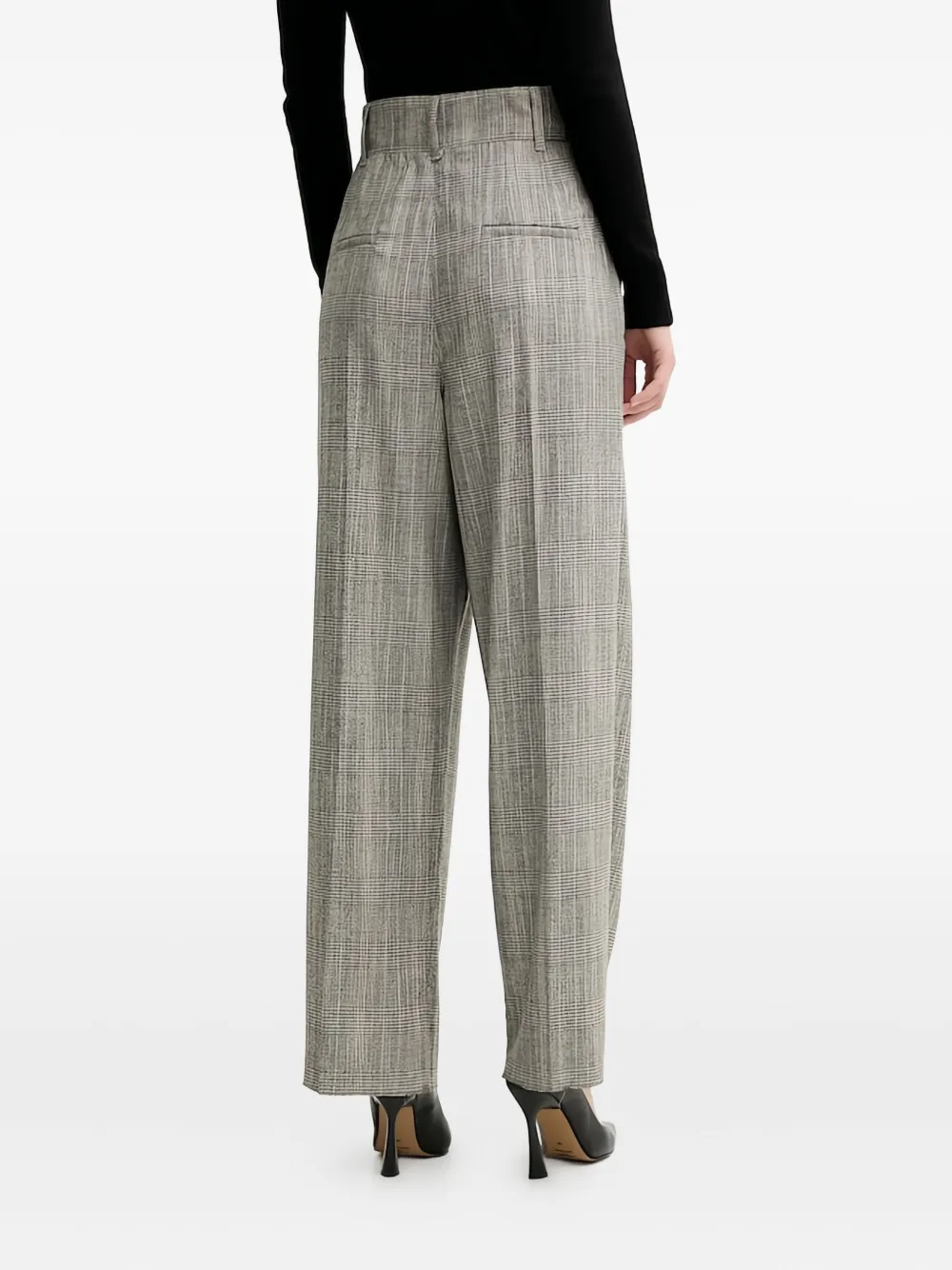 Marella Pleated Check Trousers In Gray
