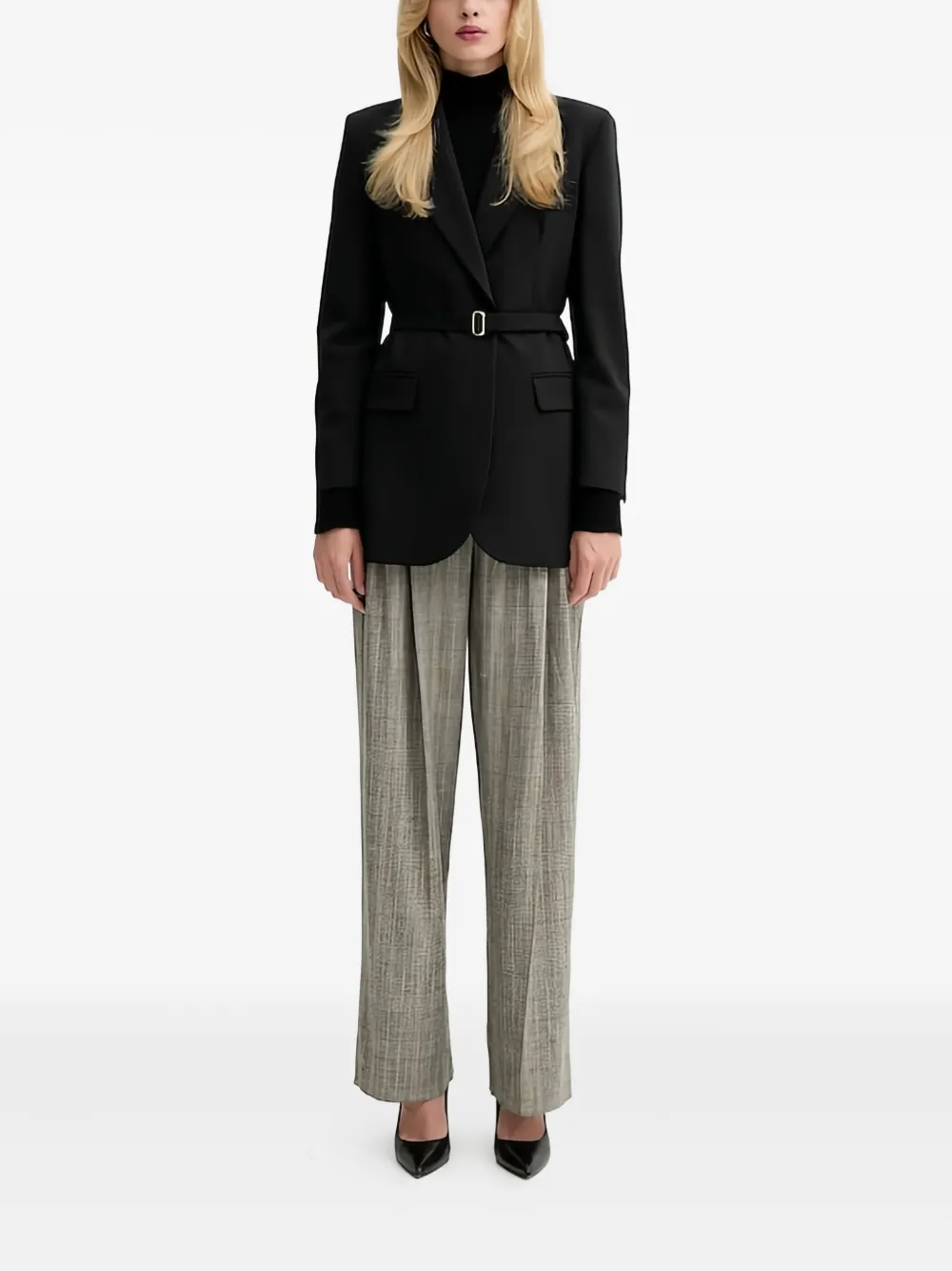 Marella pleated check trousers - Grijs
