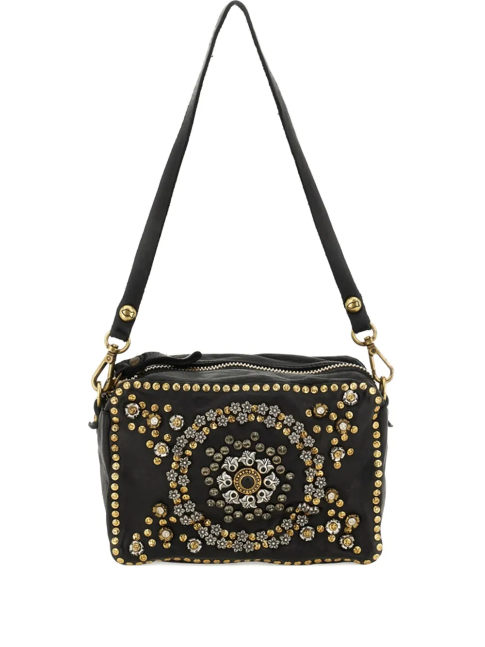 Campomaggi Embellished Studded Leather Mini Bag In Black
