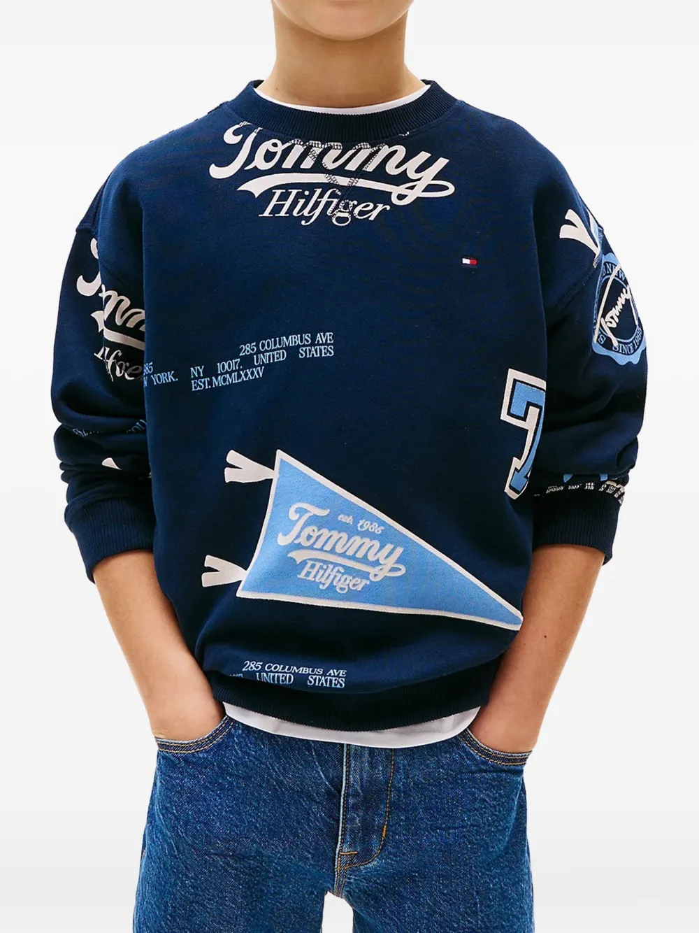 Tommy Hilfiger Junior Logo-print Sweatshirt In Blue