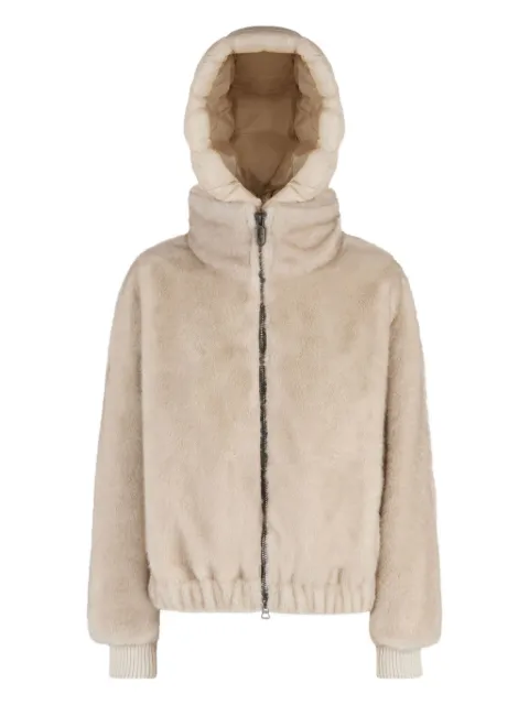 Geox faux-fur zip-fastening hooded jacket
