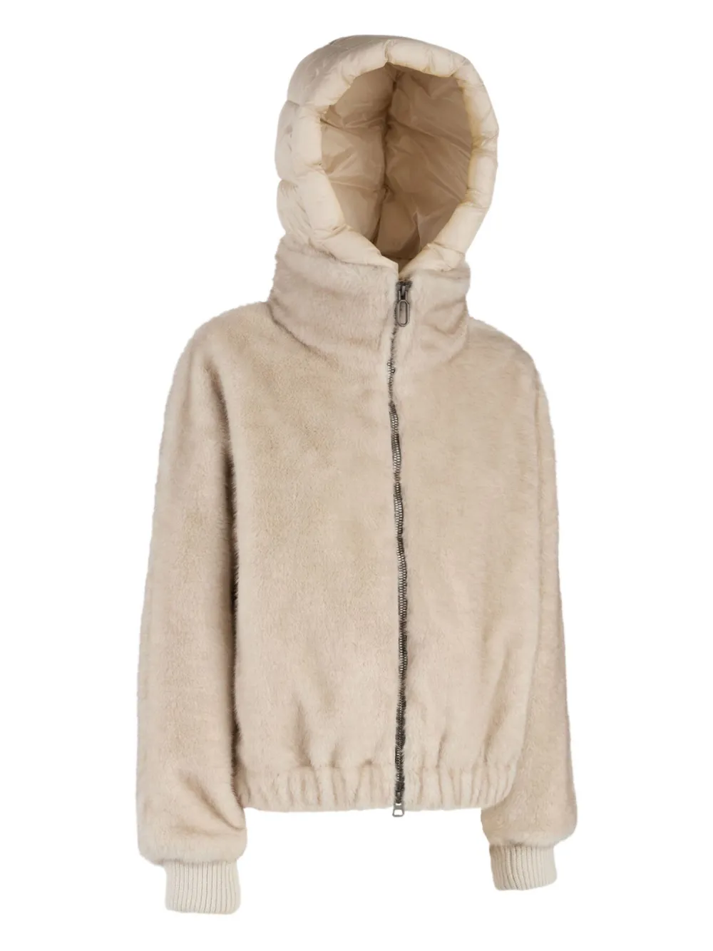 Geox faux-fur zip-fastening hooded jacket | Faux Fur & Shearling Jackets | Image 2