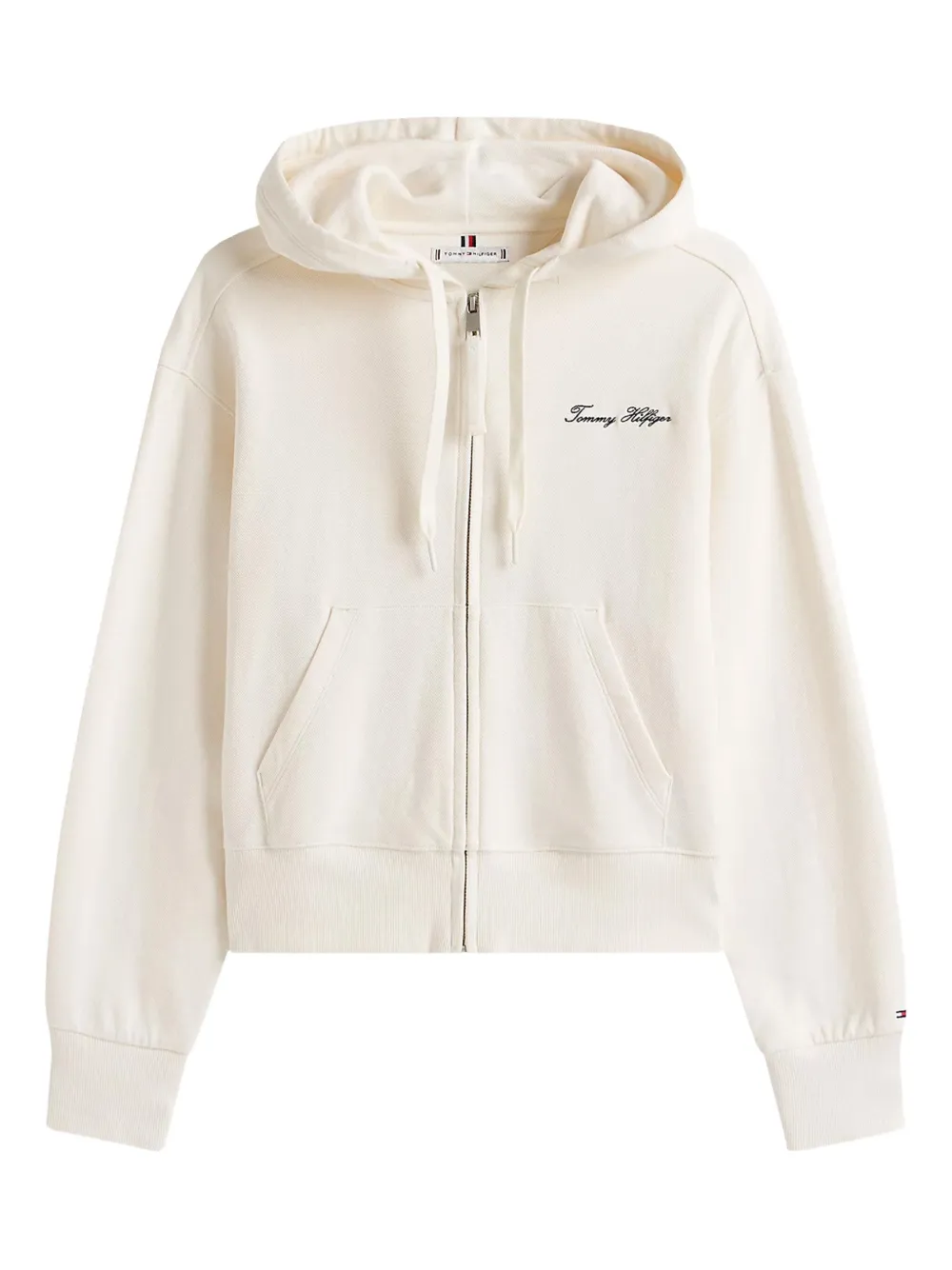 Tommy Hilfiger embroidered-logo zip-up cardigan Wit