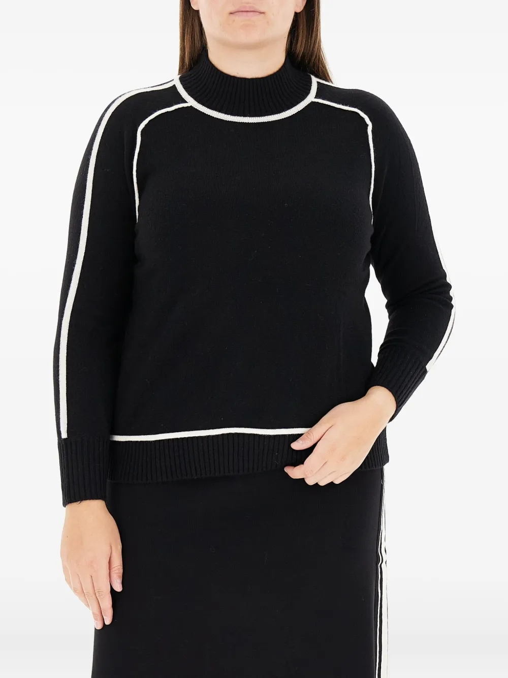 ELENA MIRO` high-neck panelled sweater | Black | Image 1