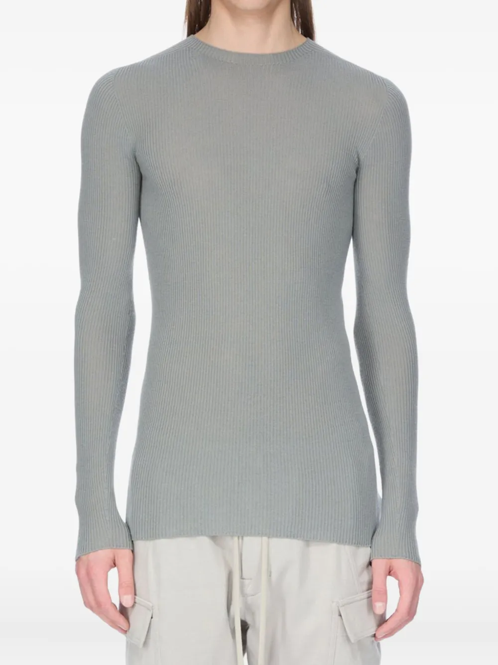 Rick Owens Geribbelde trui met lange mouwen Grijs