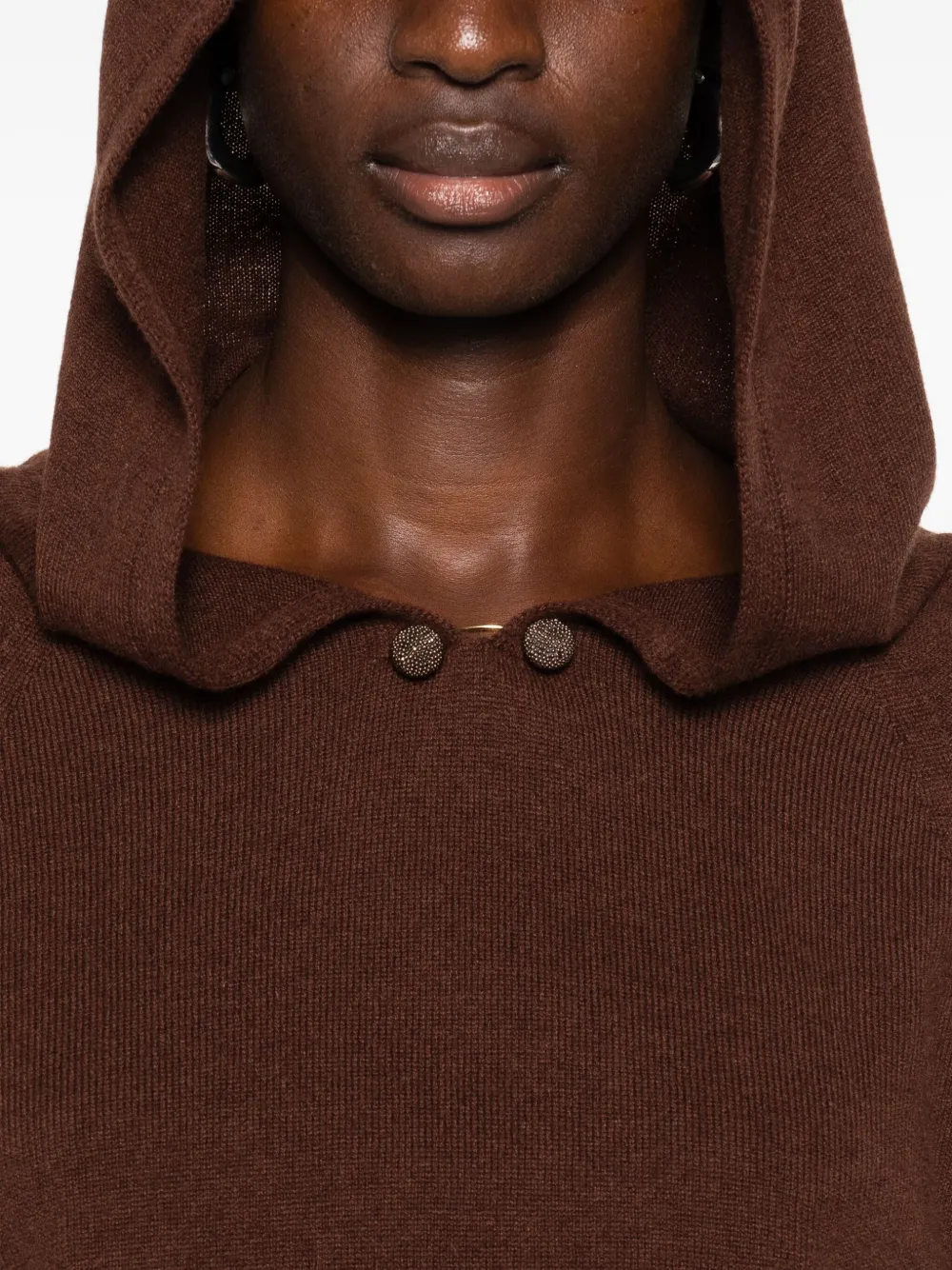Fabiana Filippi Hoodie van wolblend met lange mouwen Bruin