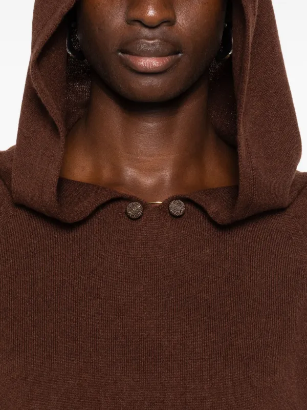 Brown Wool Blend Hoodie TOM FORD Slim-Fit Leather-Trimmed Cashmere