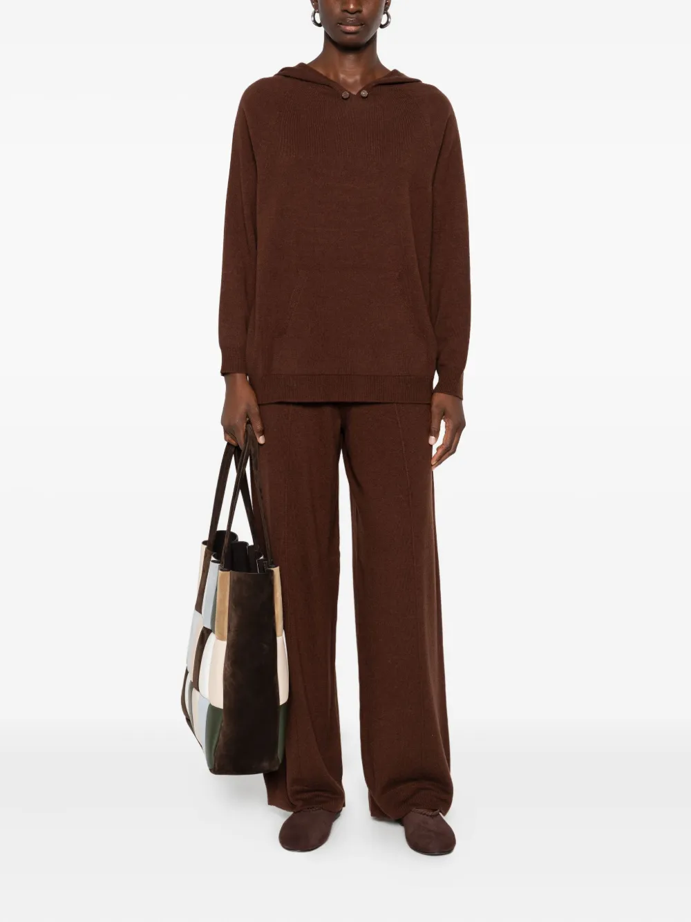 Fabiana Filippi Hoodie van wolblend met lange mouwen - Bruin