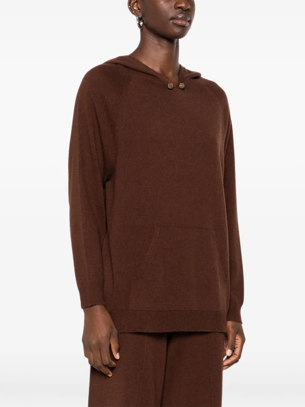 Fabiana Filippi Hoodie van wolblend met lange mouwen Bruin
