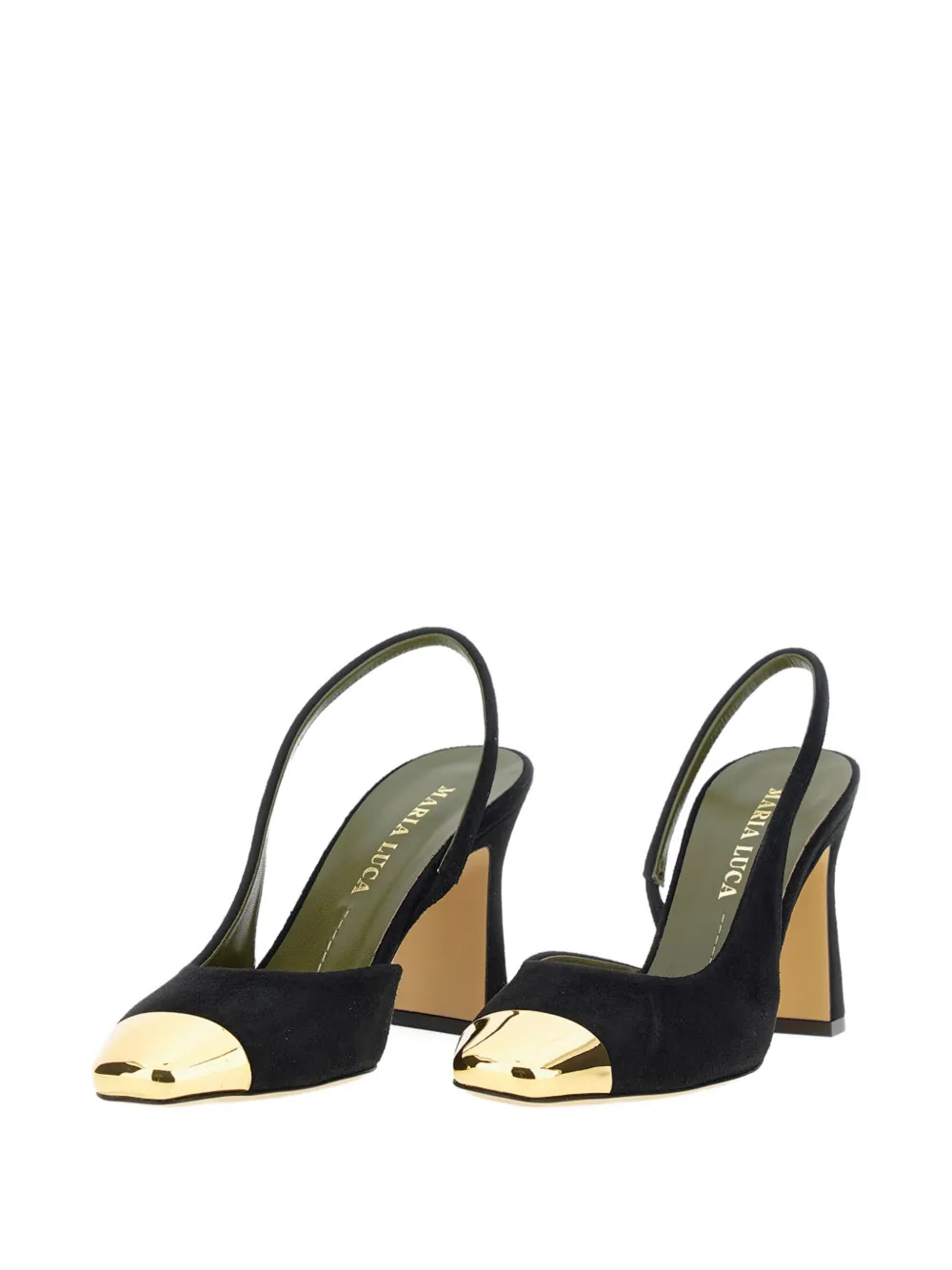 MARIA LUCA 90mm Eleonora gold-toe slingback Black