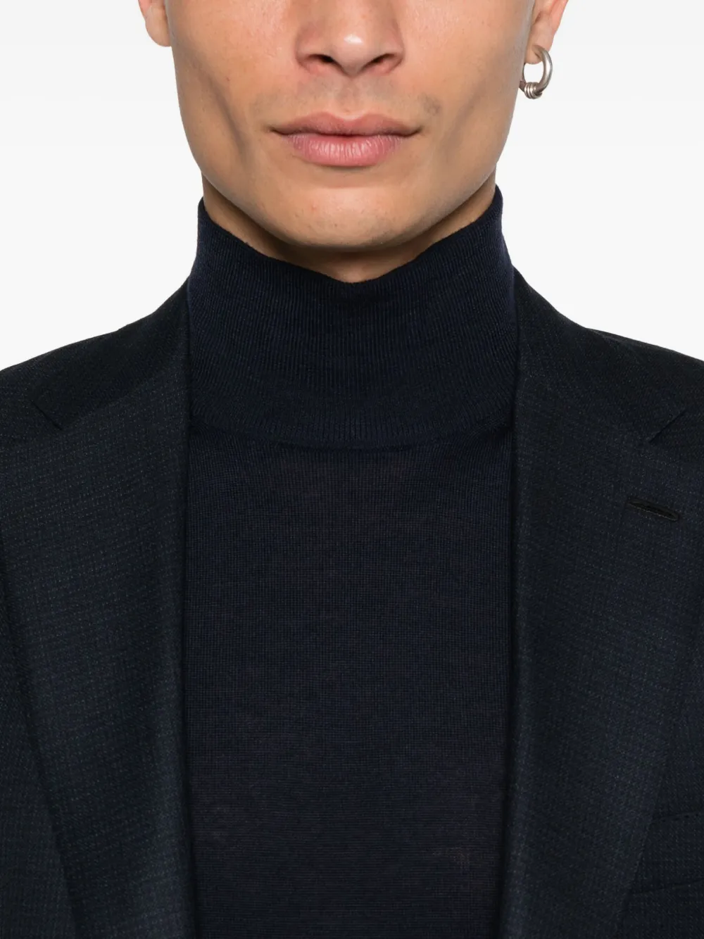 Canali Long-seelve Wool Sweater In Blue