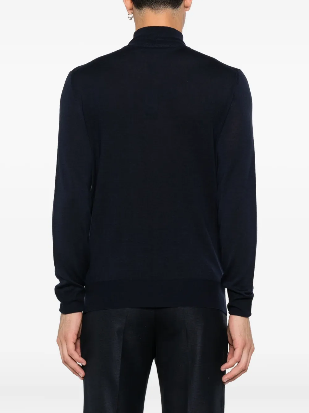 Canali Long-seelve Wool Sweater In Blue