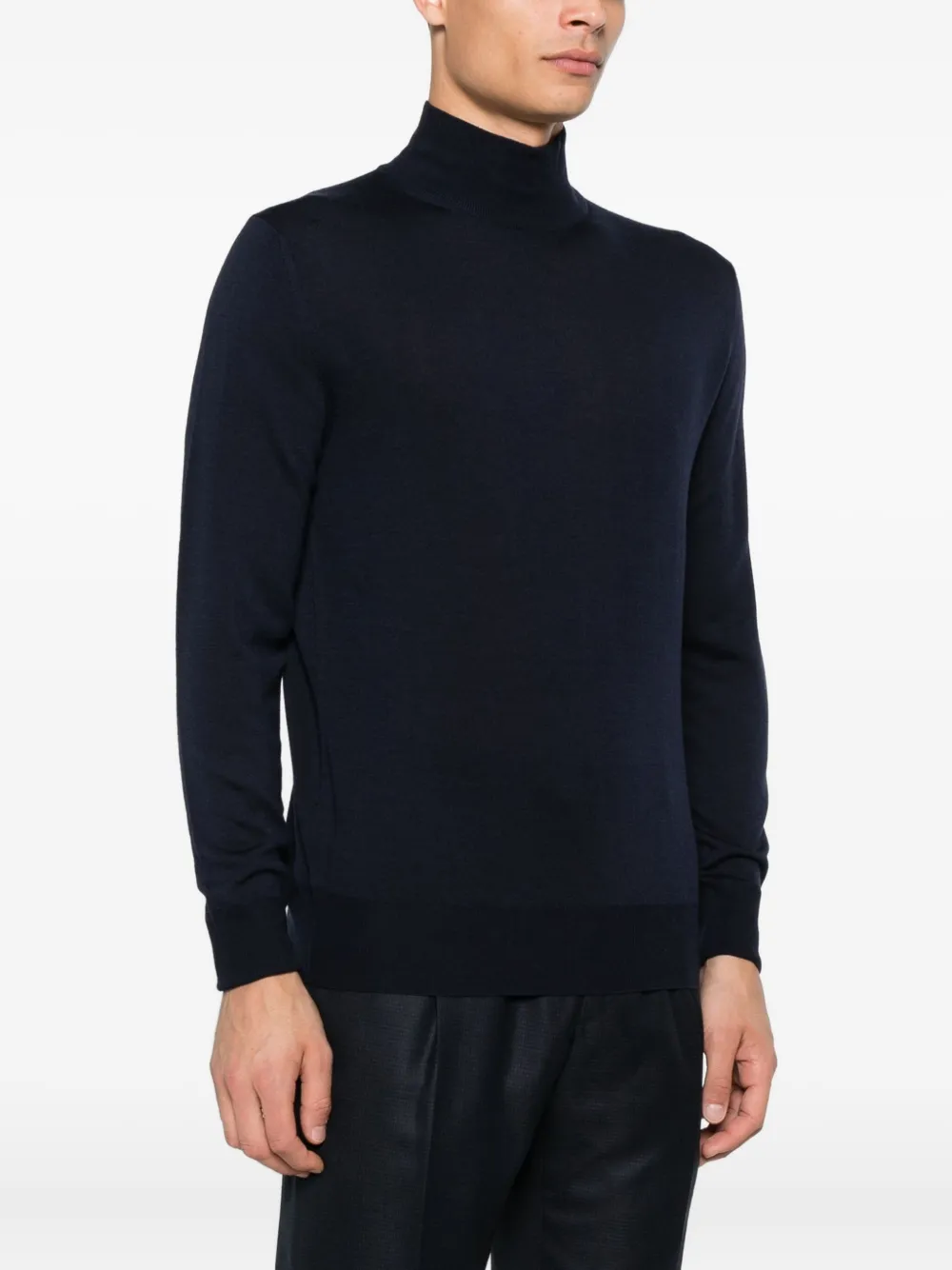 Canali Long-seelve Wool Sweater In Blue