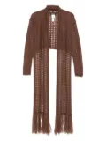 Fabiana Filippi tie-front open-knit cardigan - Brown