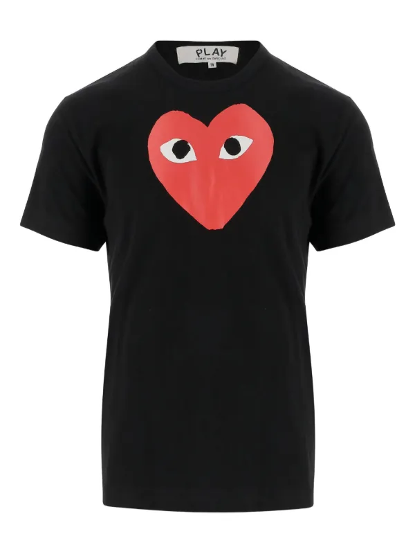 Comme Des Garçons Play heart-logo Cotton T-shirt Black FARFETCH MY