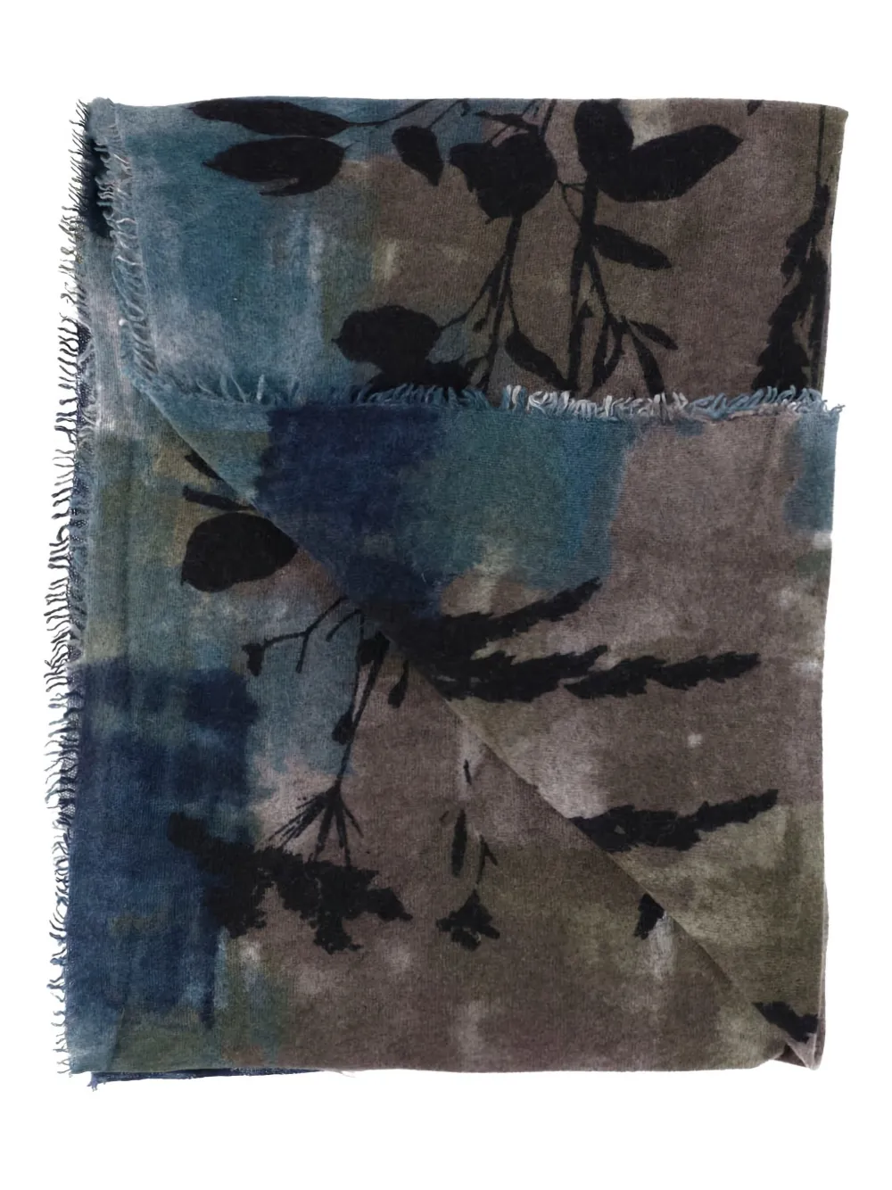 Faliero Sarti floral-print frayed-edge scarf Bruin