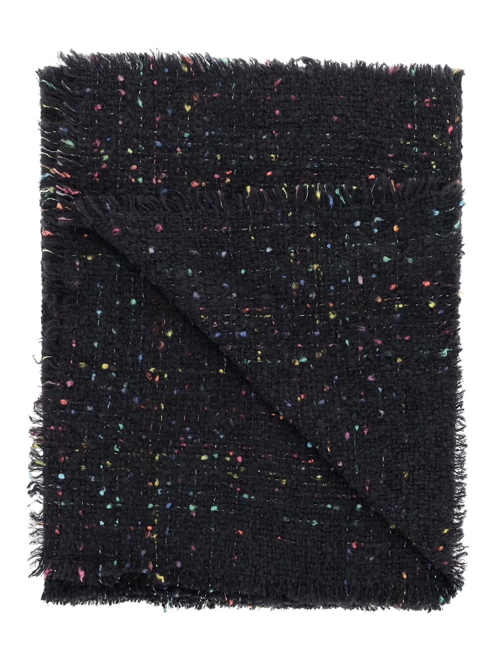 Faliero Sarti tweed-fringed scarf Zwart