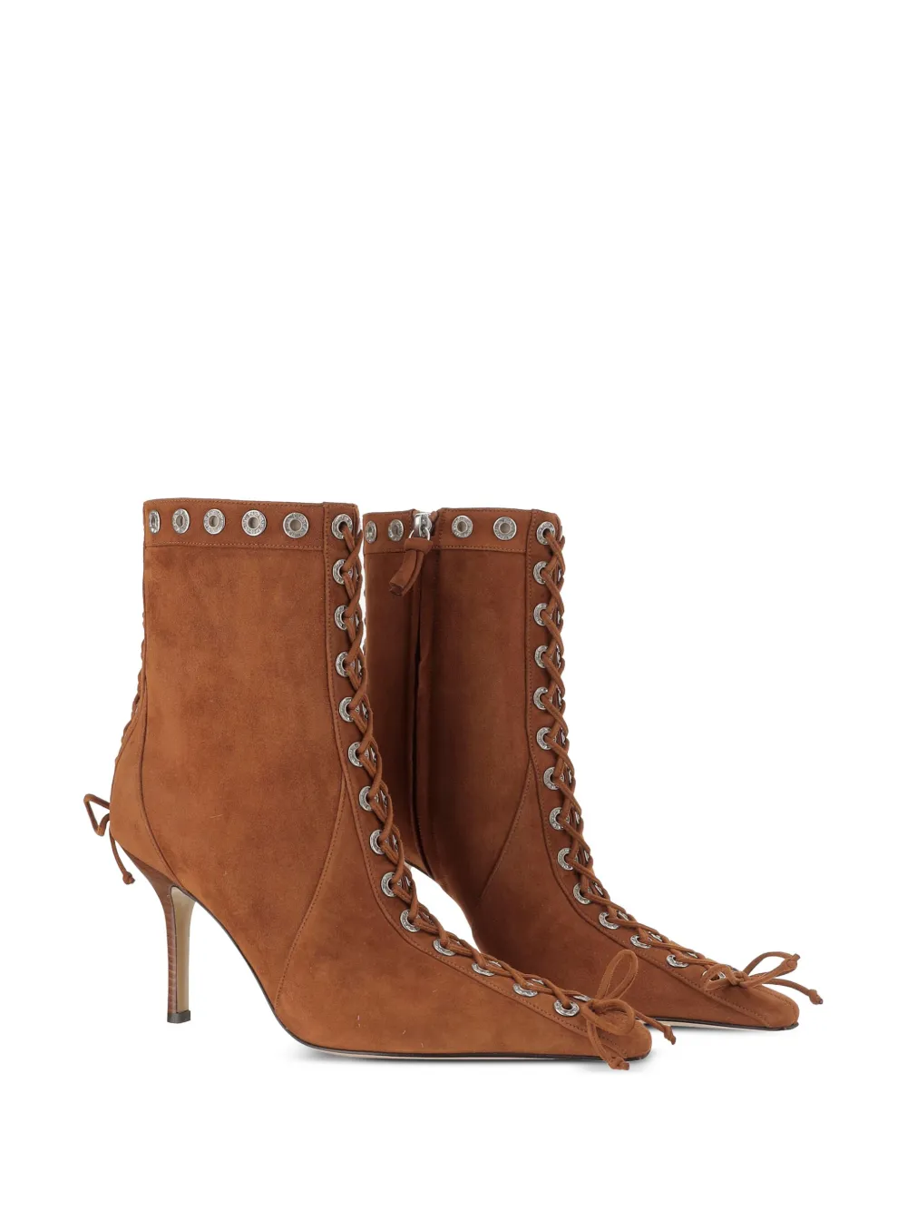 MACH & MACH 50mm lace-up studded boots Brown