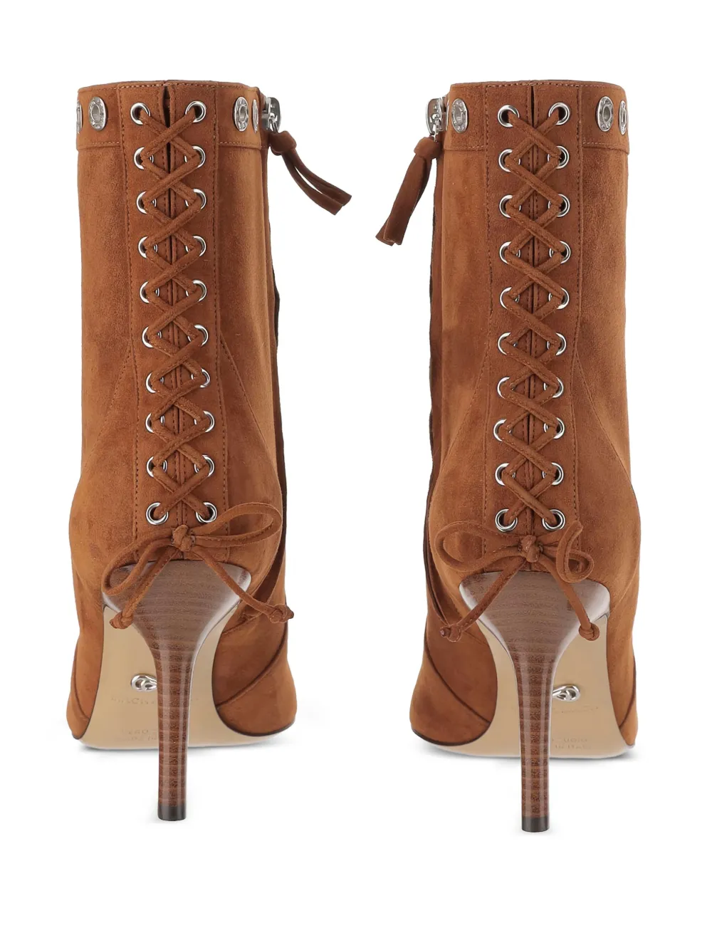 MACH & MACH 50mm lace-up studded boots Brown