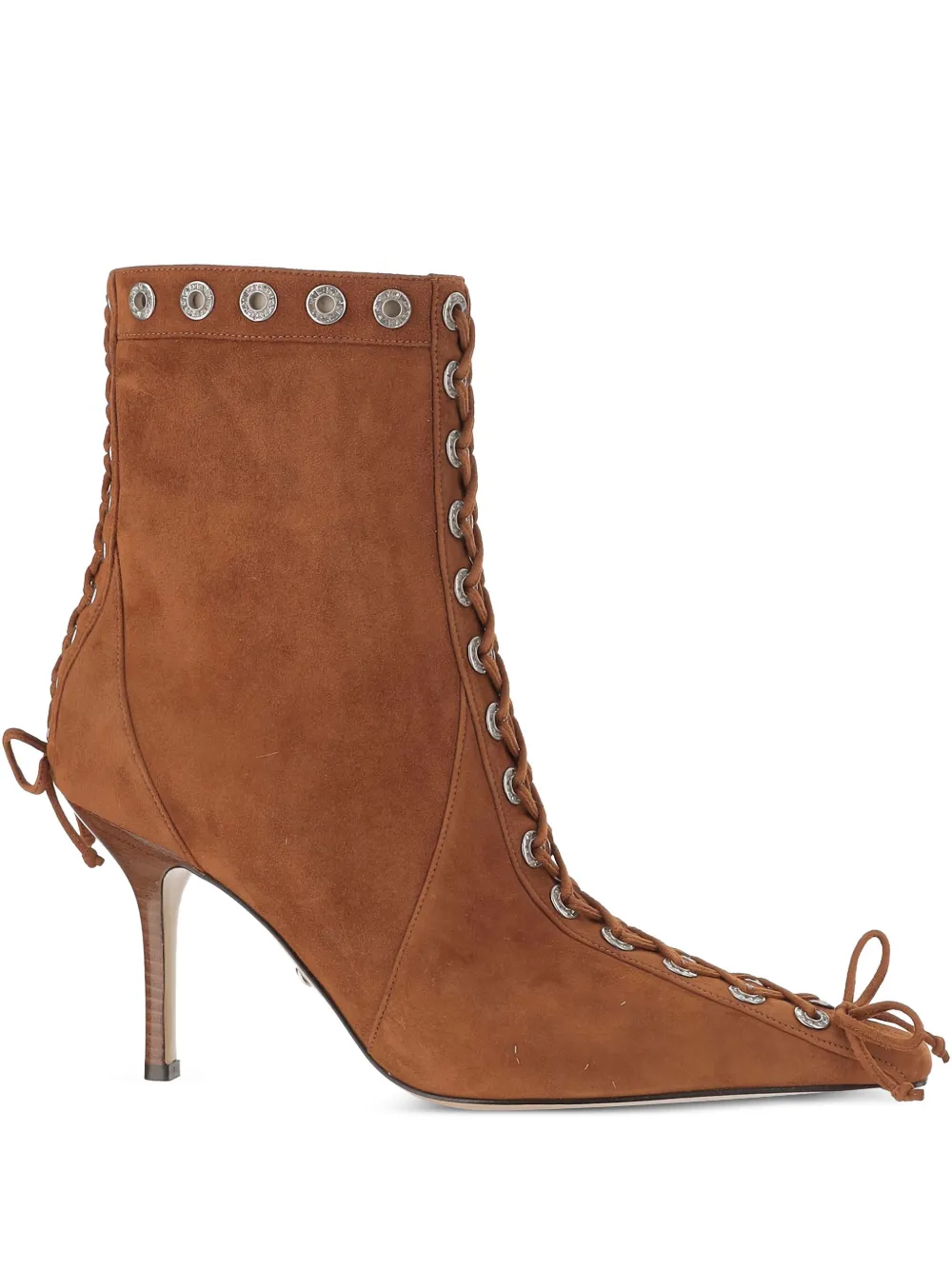 MACH & MACH 50mm lace-up studded boots Brown