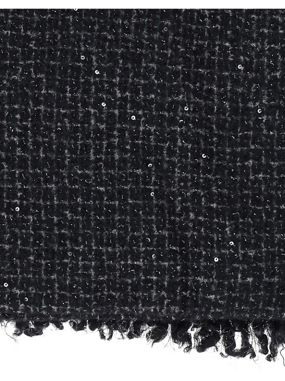 Faliero Sarti sequin-embellished frayed-edge scarf Zwart